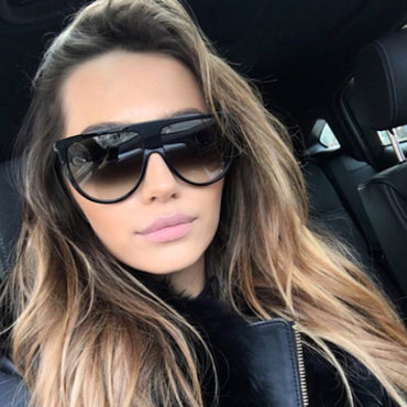 Oversized - 60mm Sunglasses SHADOW Thin Teardrop "BLACK" Oversized Flat Top Aviator Women KOLs