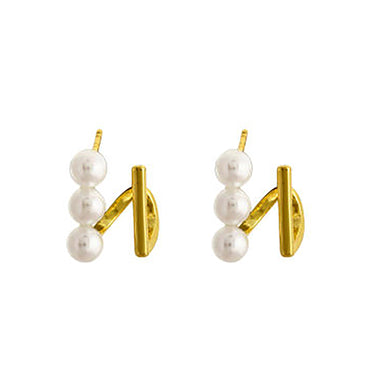 18K Gold Plated w/ Pearl Stud Earrings Valentine Day Gift Valentine Day Gift birthday party anniversary