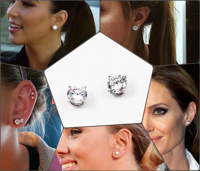 (CZ) AnChus 5mm Round CZ Stud Earrings