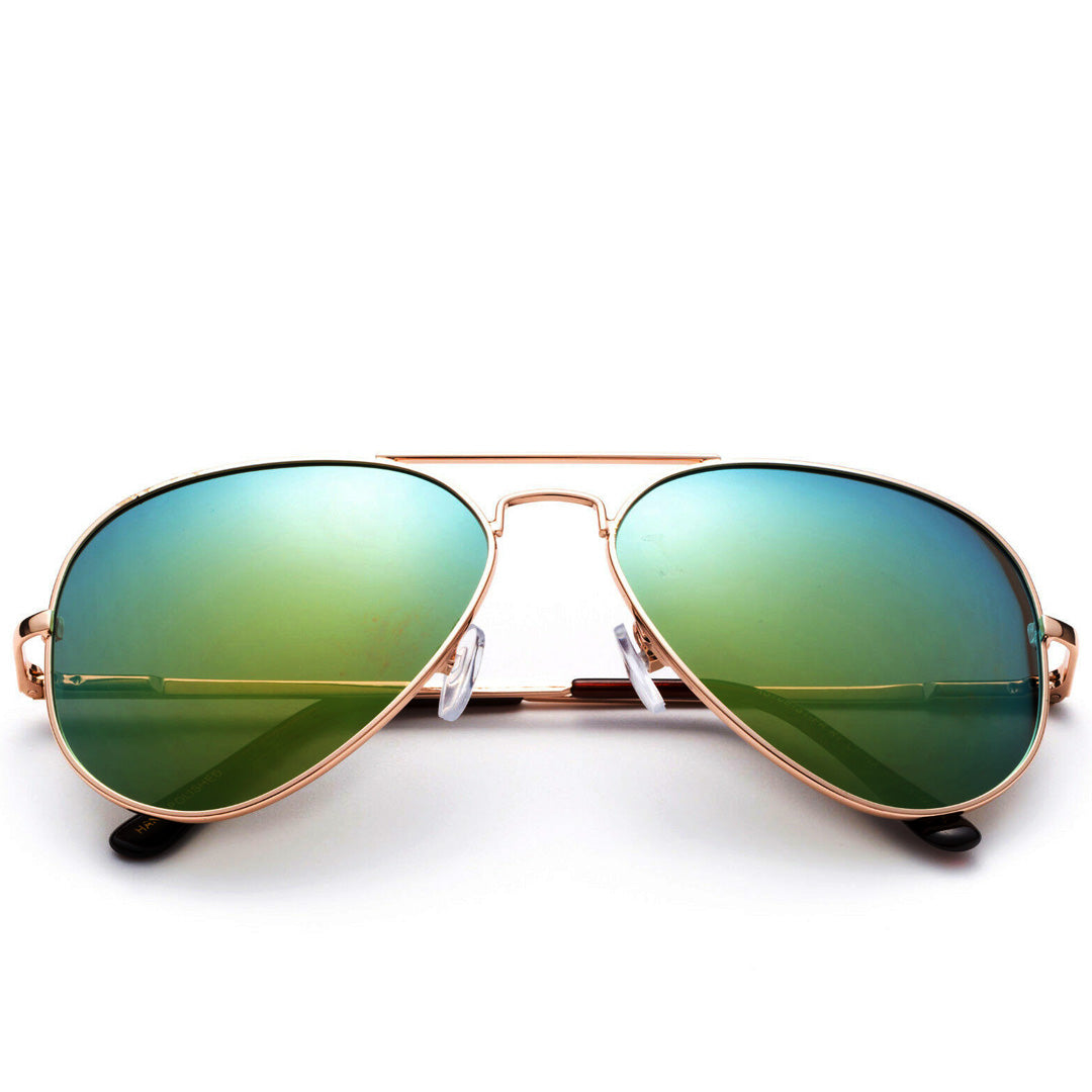 Oversized - 62mm Classy Green Aviator Sunglasses Vintage Eyewear Mirror Lens Men Women Glasses