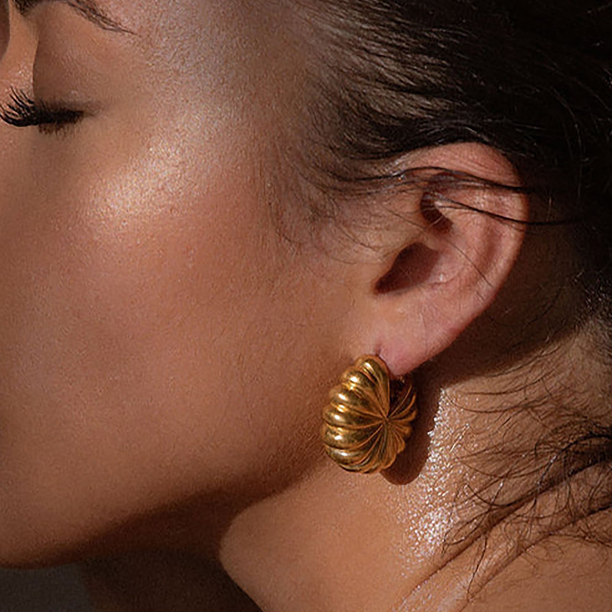 Gold Plated Sea Shell Hoop Earrings Valentine Day Gift