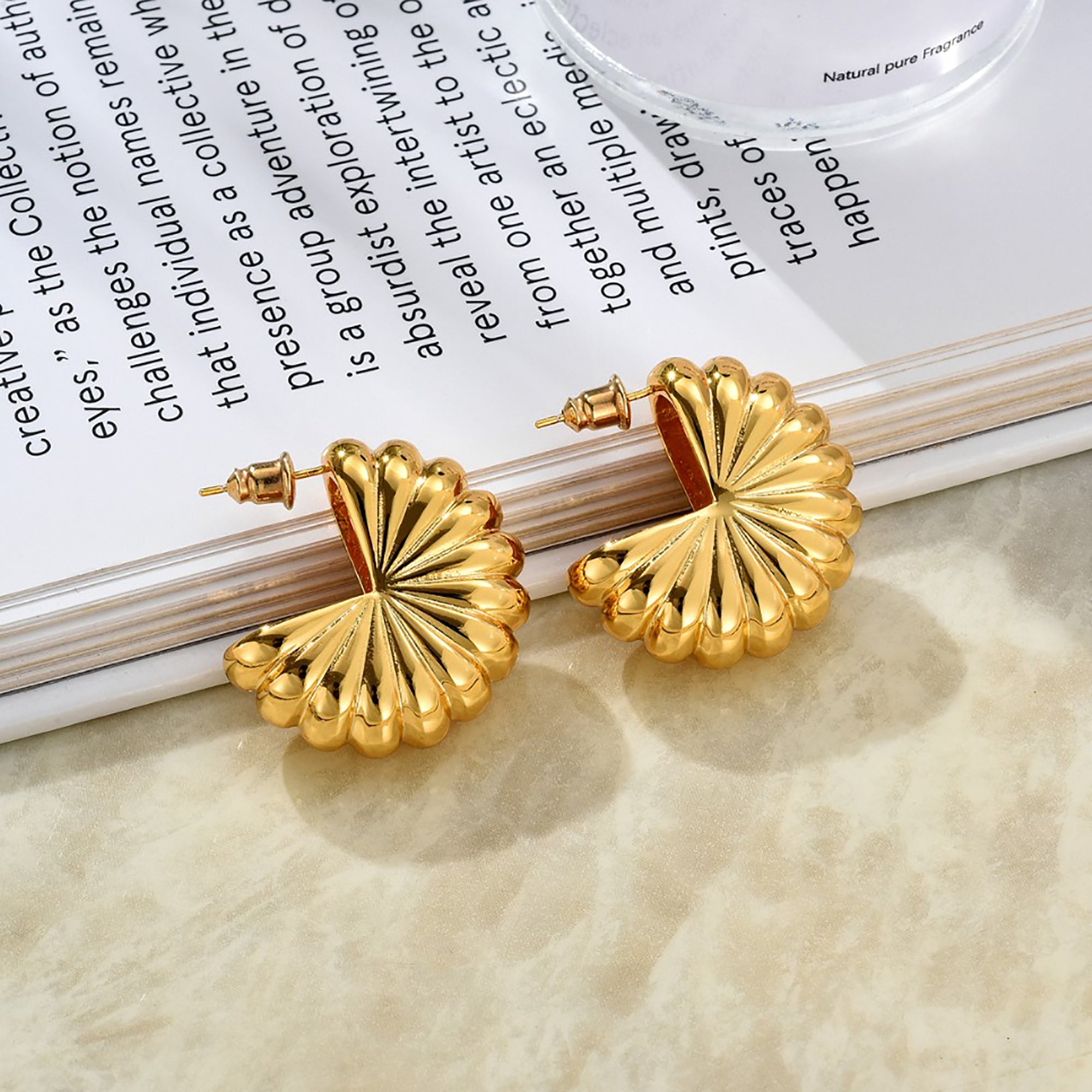 Gold Plated Sea Shell Hoop Earrings Valentine Day Gift