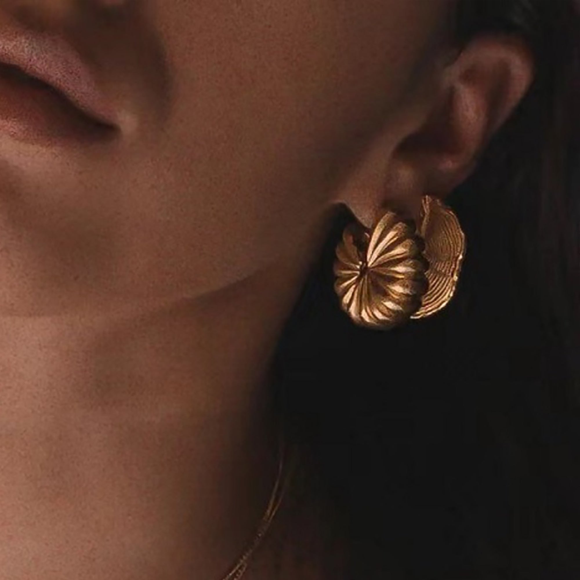 Gold Plated Sea Shell Hoop Earrings Valentine Day Gift