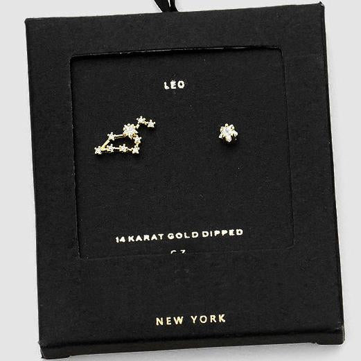 LEO CZ Star Earrings