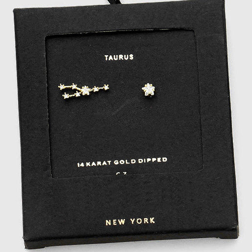 TAURUS CZ Star Earrings