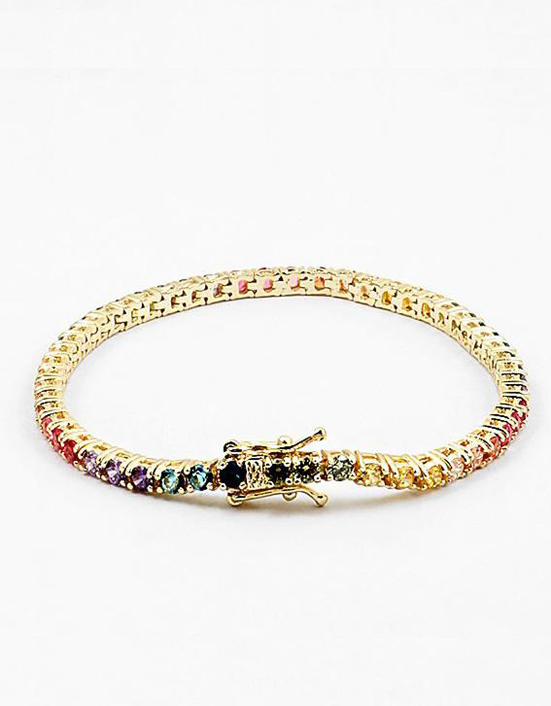 Multi-Colored CZ Link Bracelet