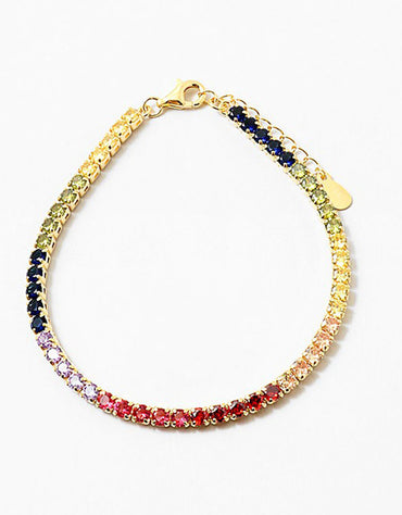 Round Rainbow Multi CZ w Lobster claw clasp Bracelet