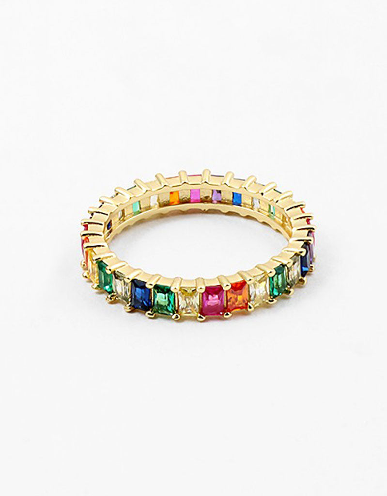 Rainbow CZ Eternity Band Ring