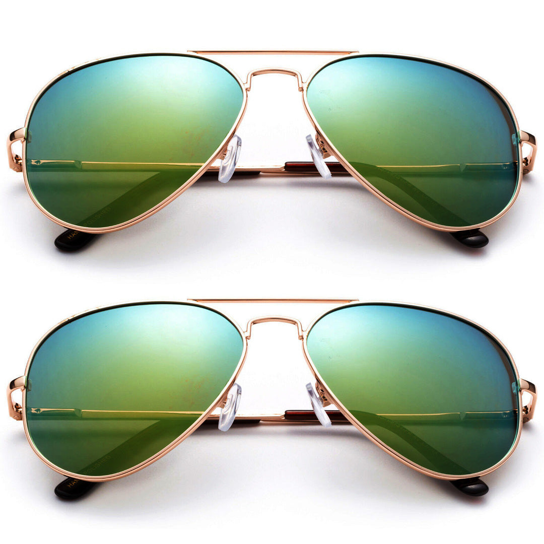 Oversized - 62mm Classy Green Aviator Sunglasses Vintage Eyewear Mirror Lens Men Women Glasses